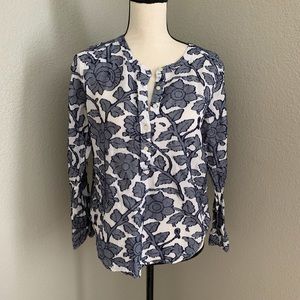 Loft navy and white floral top